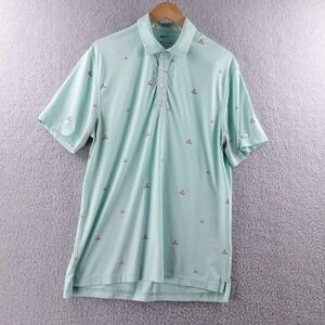 Nike Dri Fit Golf Polo Shirt Mens M Teal Lobster Print Performance Stretch